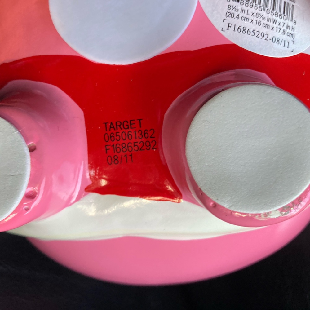Vintage Room Essentials (RE) 2011 Pink, Red & White Ceramic Holiday Piggy Bank - Picture 16 of 16
